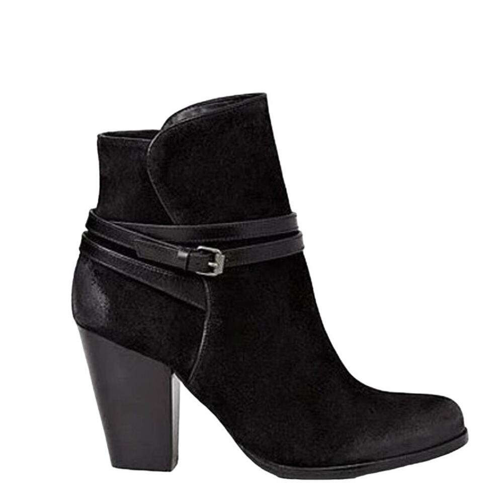 Allsaints Victoria Suede Ankle Buckle Wrap Straps Heeled Boots Black 35.5 5